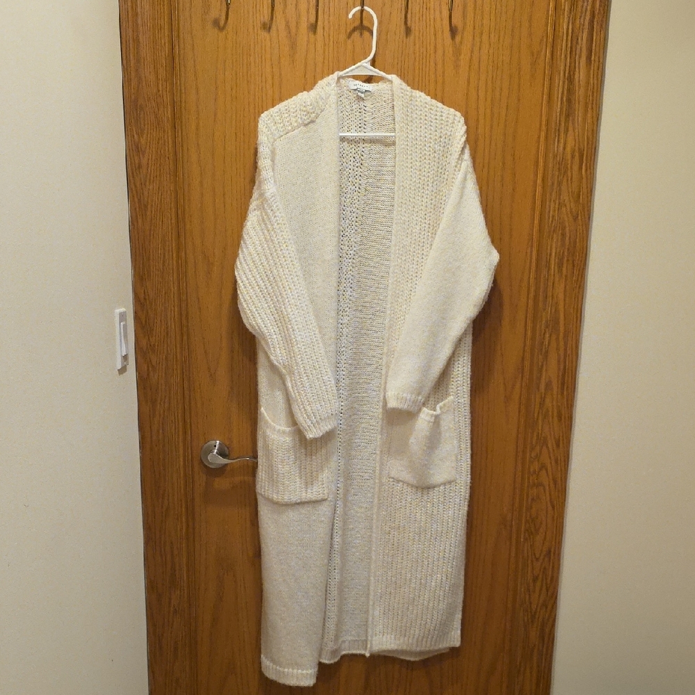 Topshop Cream Knit Open Front Cardigan (Size M)